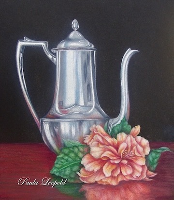 Silver Tea Pot & Hibiscus